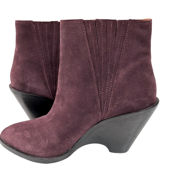 SEYCHELLES COLLECTION Park Suede Ankle Bootie Plum Suede Wedge suede pur… - Picture 1 of 8